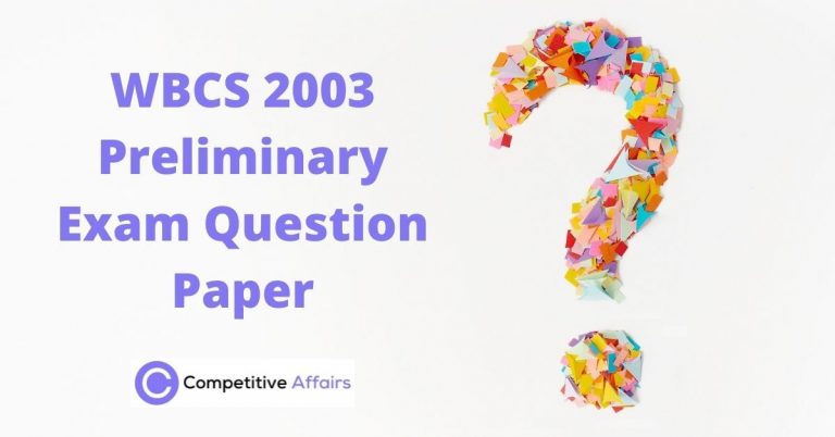 WBCS 2003 Preliminary Examination Question Paper