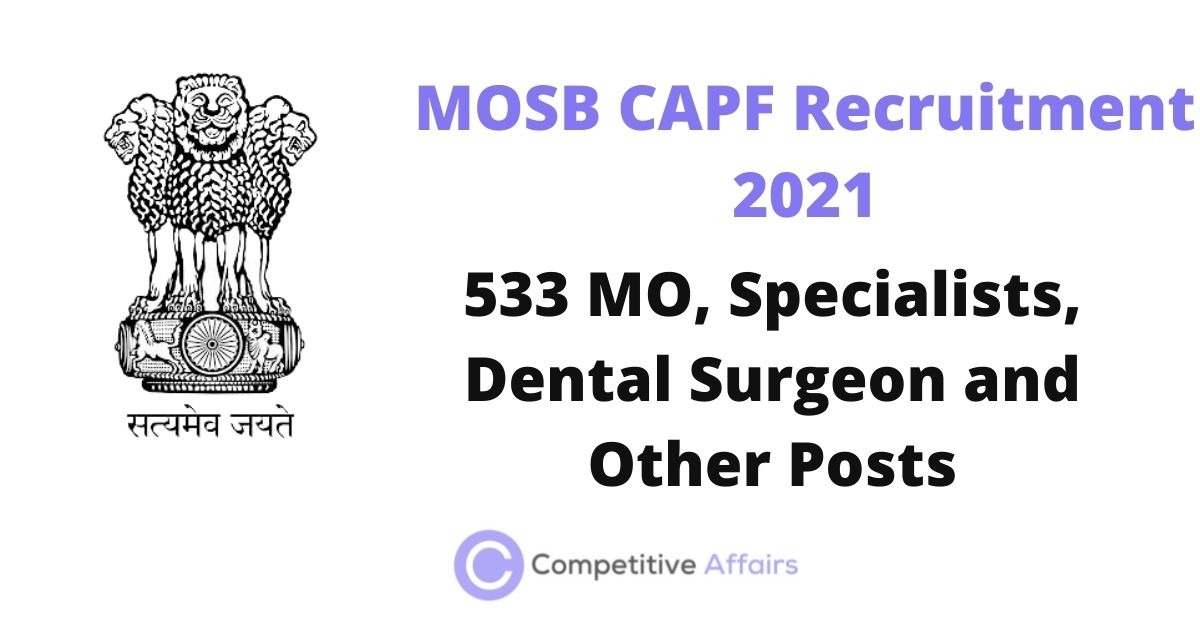 MOSB CAPF Recruitment 2021